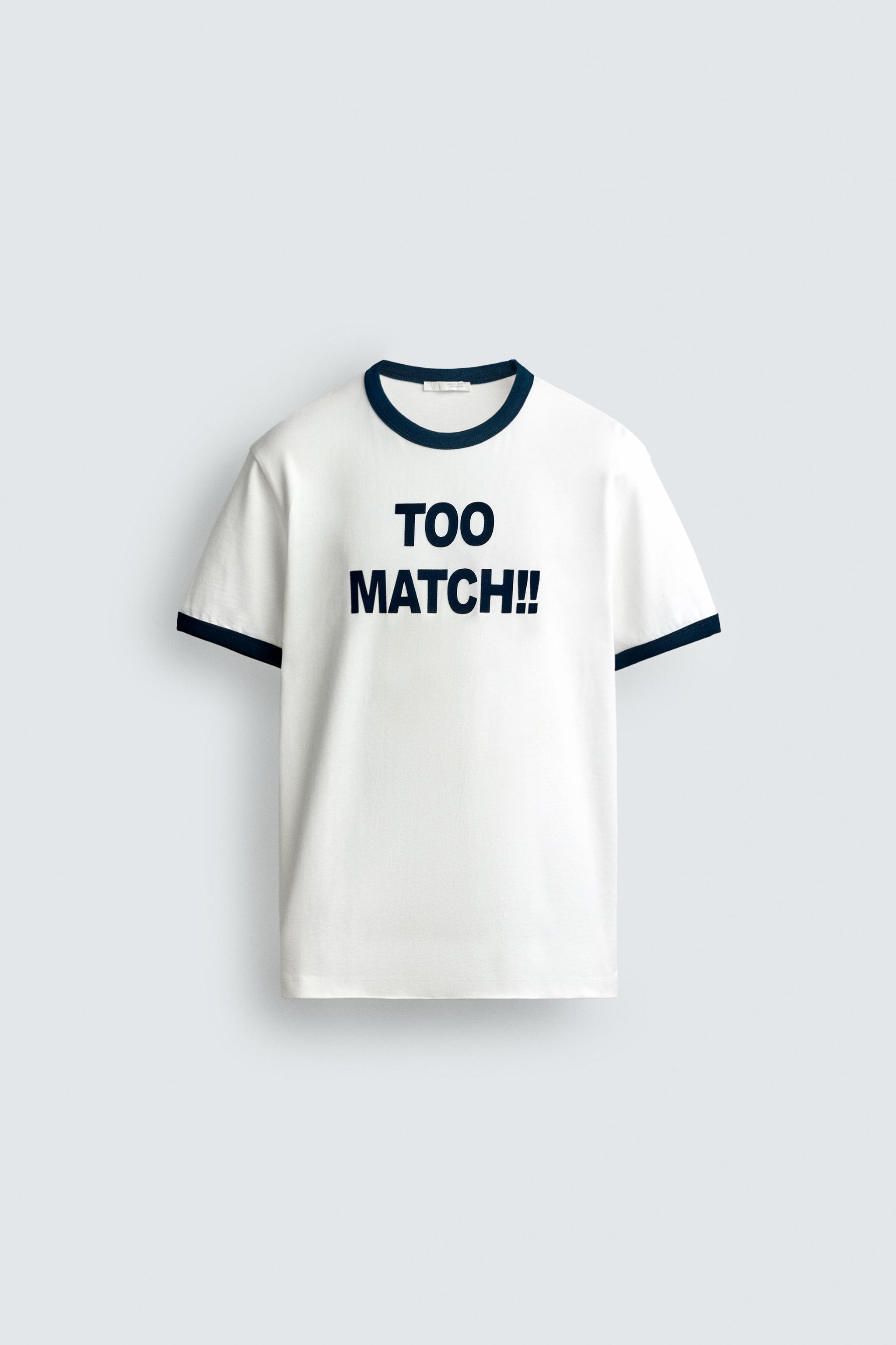 CONTRAST RIB TEXT T-SHIRT